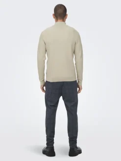 ONSPHIL REG 12 STRUC HALF ZIP KNIT NOOS silver lining