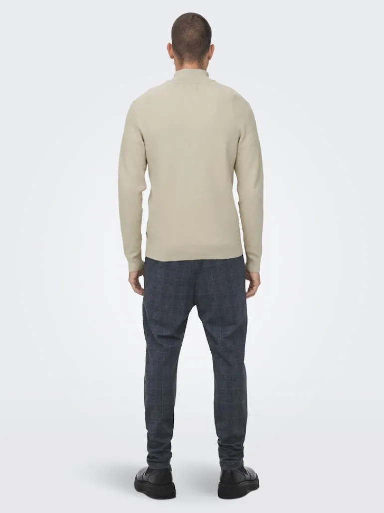 ONSPHIL REG 12 STRUC HALF ZIP KNIT NOOS silver lining