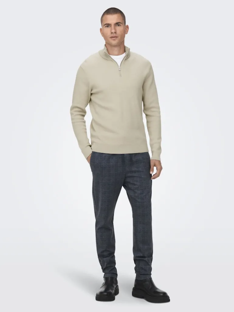 ONSPHIL REG 12 STRUC HALF ZIP KNIT NOOS silver lining