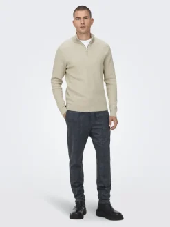 ONSPHIL REG 12 STRUC HALF ZIP KNIT NOOS silver lining