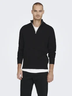 ONSPHIL REG 12 STRUC HALF ZIP KNIT NOOS black