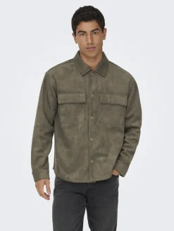 ONSRAVI FAKE SUEDE SHACKET OTW falcon