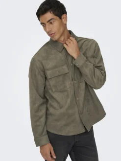ONSRAVI FAKE SUEDE SHACKET OTW falcon