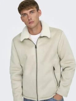 ONSROYCE SHEARLING JACKET OTW silver lining