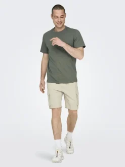 ONSSINUS CARGO 0007 COT LIN SHORTS silver lining