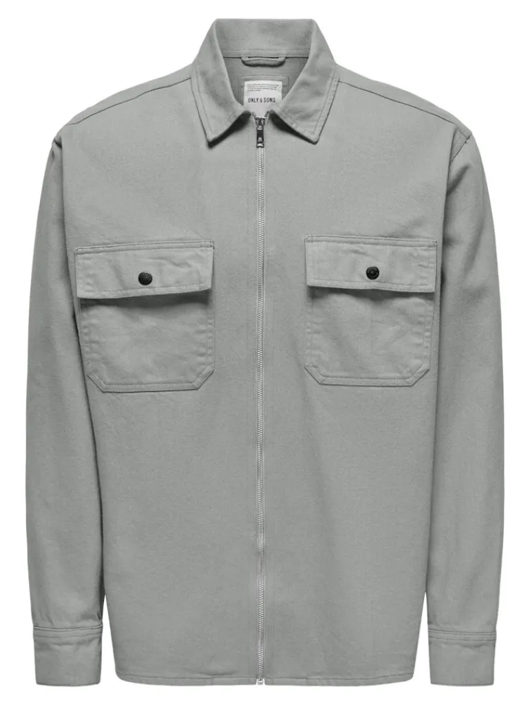 ONSTEAM LS HEAVY TWILL ZIP RLX SHIRT limestone