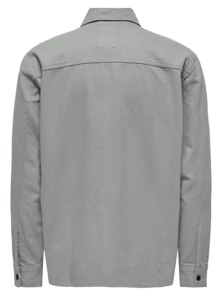 ONSTEAM LS HEAVY TWILL ZIP RLX SHIRT limestone