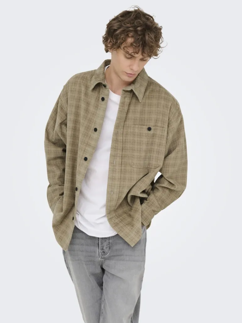 ONSWALEED CORDUROY OVERSHIRT 0345 NOOS chinchilla
