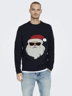 ONSXMAS REG FUNNY CREW KNIT dark navy