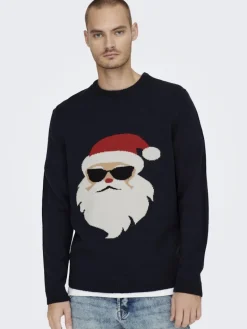 ONSXMAS REG FUNNY CREW KNIT dark navy