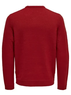 ONSXMAS REG FUNNY CREW KNIT pompeian red