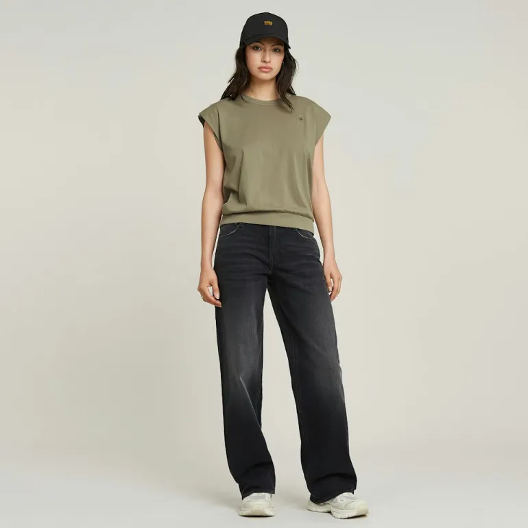 Open back loose sleeveless top wmn ensis green