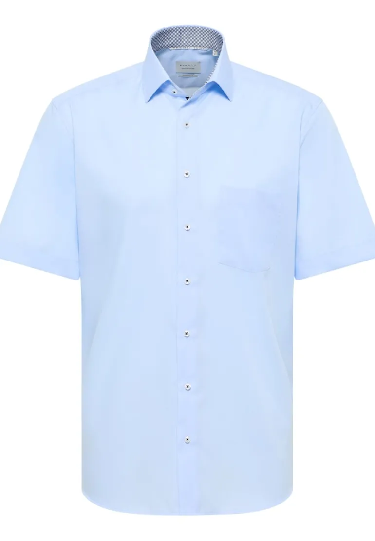 Original Shirt Popeline Kurzarm hellblau