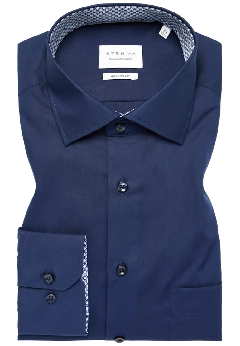Original Shirt Popeline Langarm navy