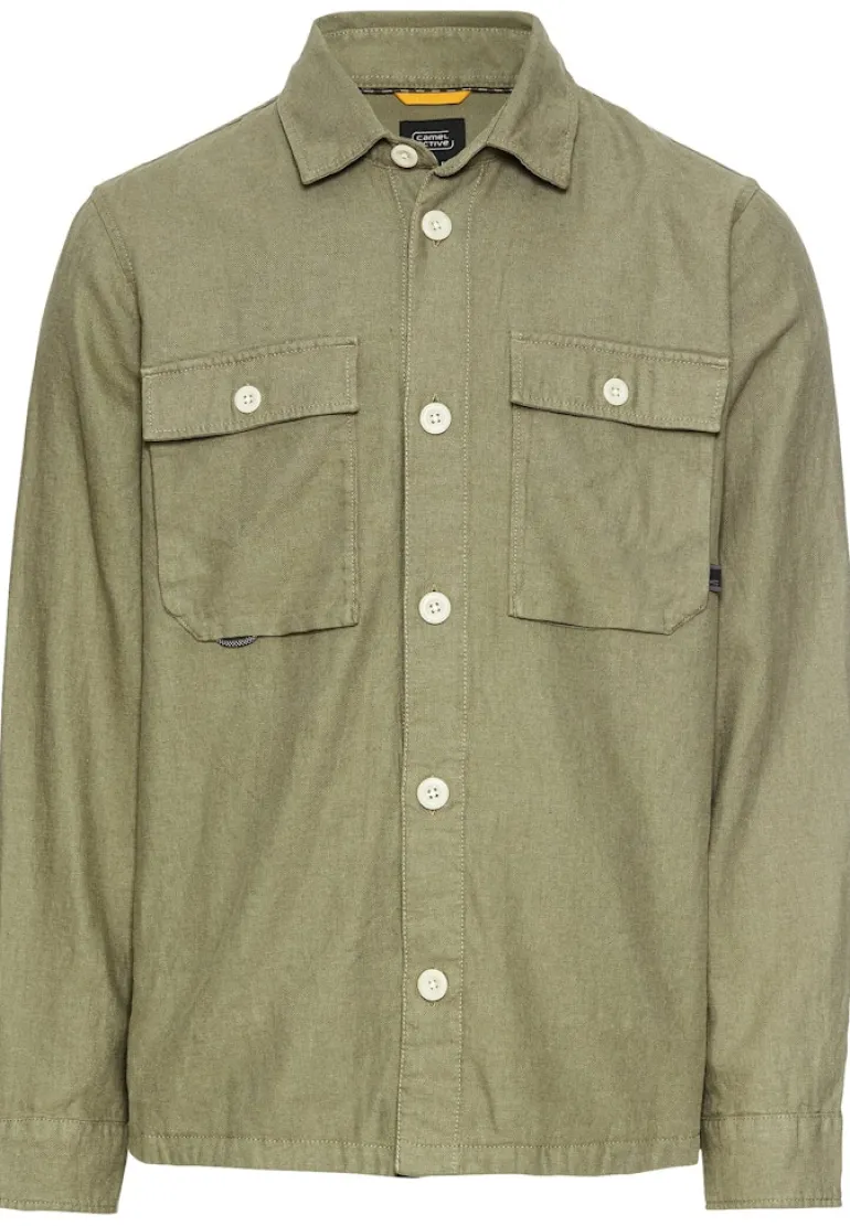 Overshirt aus Leinen-Baumwoll-Mix dusty khaki