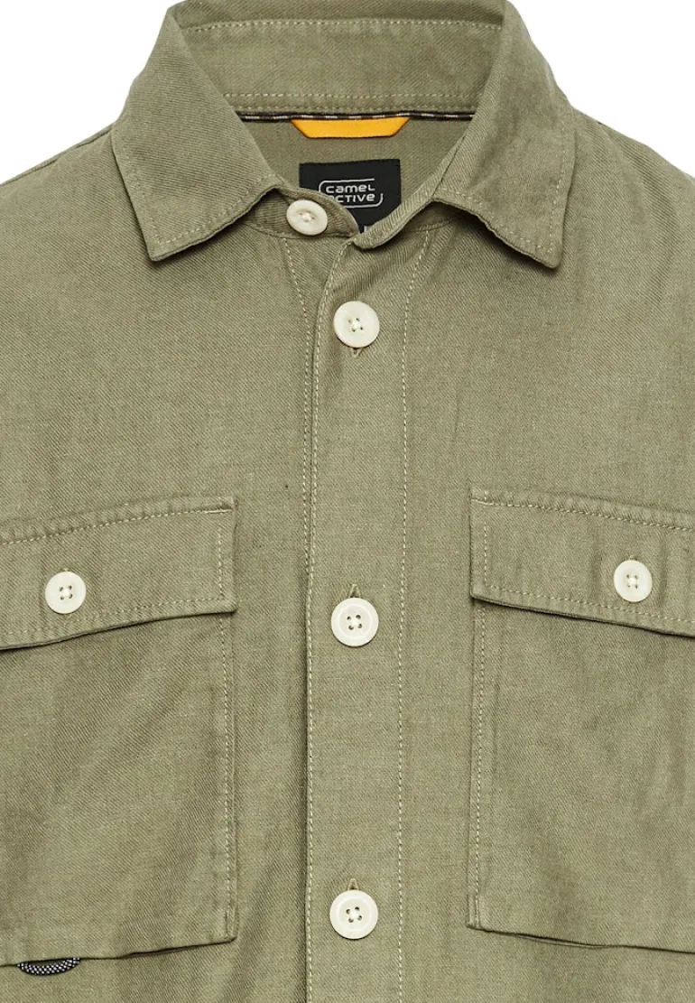 Overshirt aus Leinen-Baumwoll-Mix dusty khaki