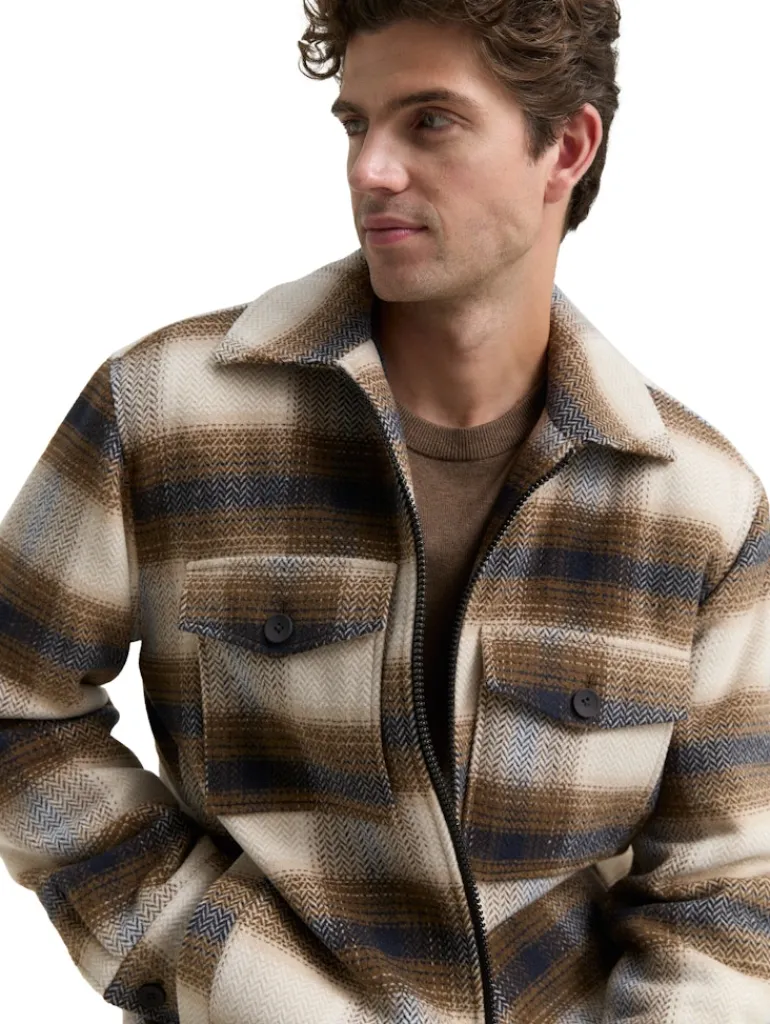 Overshirt mit Karomuster brown blue check
