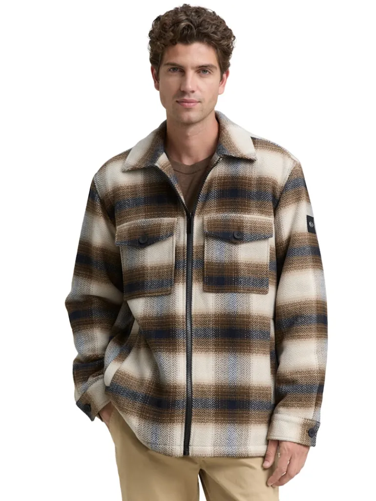 Overshirt mit Karomuster brown blue check