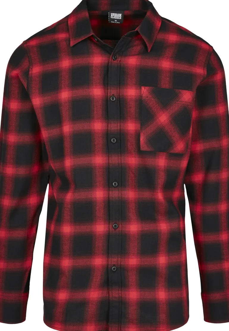 Oversized Checked Shirt schwarz-rot