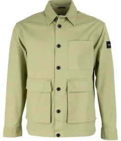 Oversized Hemdjacke Aus Baumwoll-twill olive