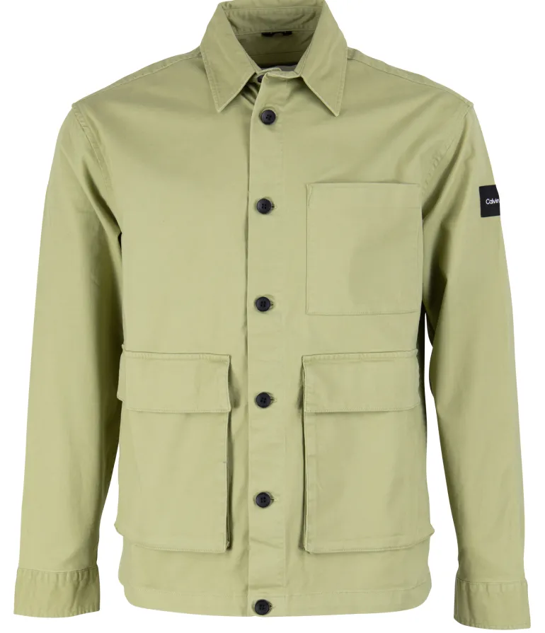 Oversized Hemdjacke Aus Baumwoll-twill olive