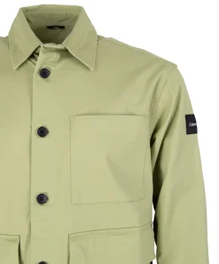 Oversized Hemdjacke Aus Baumwoll-twill olive