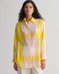 Oversized Madras Bluse canary yellow