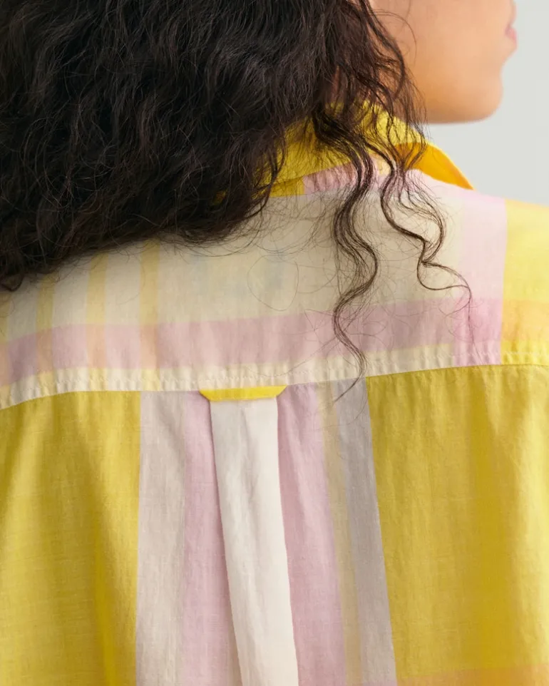 Oversized Madras Bluse canary yellow