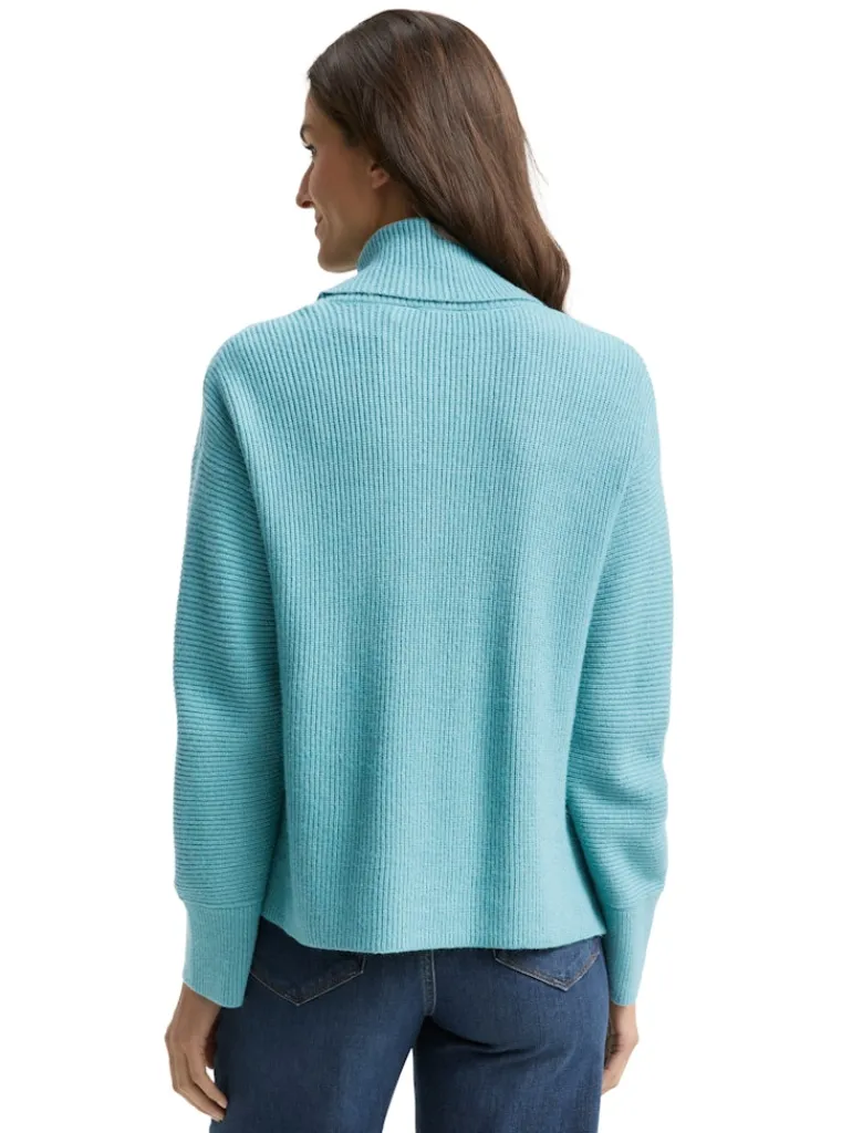 Oversize Rollkragenpullover tropical teal melange