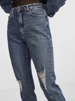 PCBELLA HW TAP DEST ANK JEANS MB NOOS medium blue denim