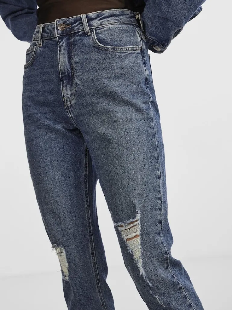 PCBELLA HW TAP DEST ANK JEANS MB NOOS medium blue denim