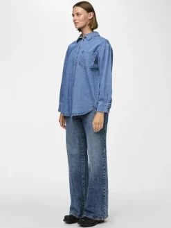 PCMAISIE LS DENIM SHIRT NOOS BC medium blue denim
