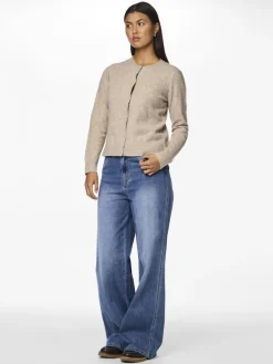 PCMALOU LS KNIT CARDIGAN NOOS BC taupe gray