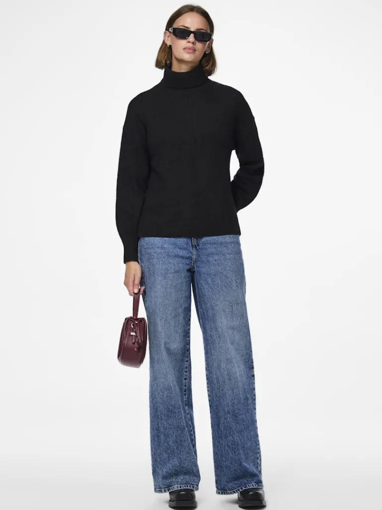 PCMALOU LS ROLLNECK KNIT NOOS BC black