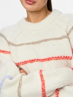 PCNELIA LS O-NECK KNIT NOOS BC birch