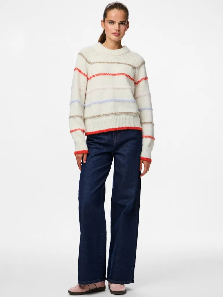PCNELIA LS O-NECK KNIT NOOS BC birch