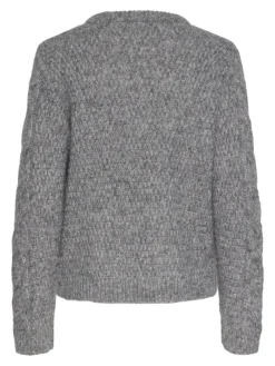 PCNINA LS O-NECK KNIT NOOS BC medium grey melange