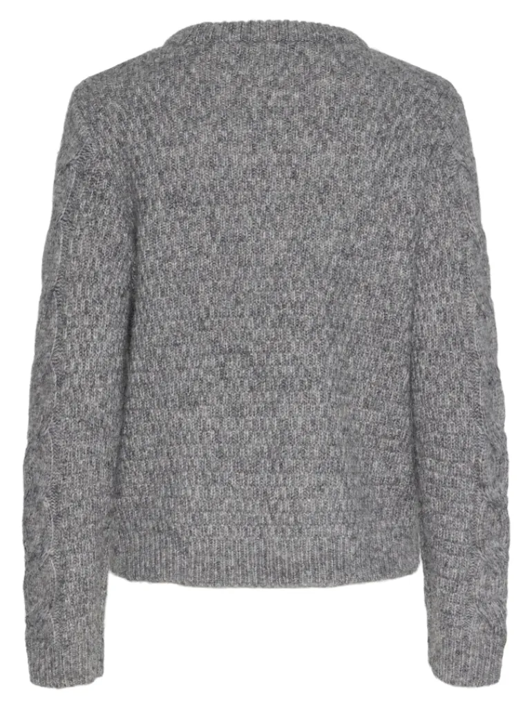 PCNINA LS O-NECK KNIT NOOS BC medium grey melange