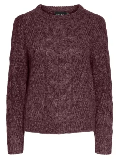 PCNINA LS O-NECK KNIT NOOS BC tawny port
