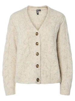PCNINA LS V-NECK KNIT CARDIGAN NOOS BC birch