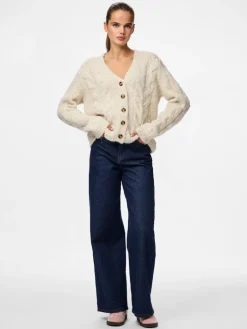 PCNINA LS V-NECK KNIT CARDIGAN NOOS BC birch