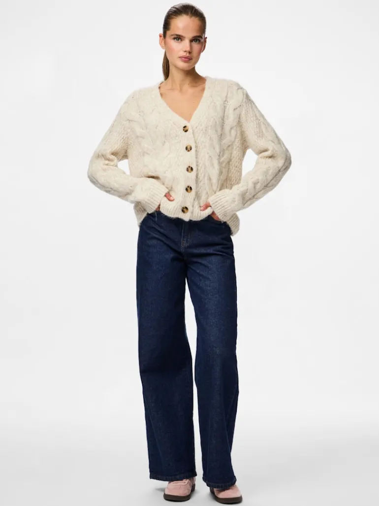 PCNINA LS V-NECK KNIT CARDIGAN NOOS BC birch
