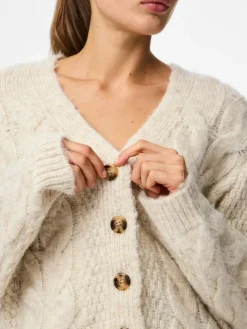PCNINA LS V-NECK KNIT CARDIGAN NOOS BC birch