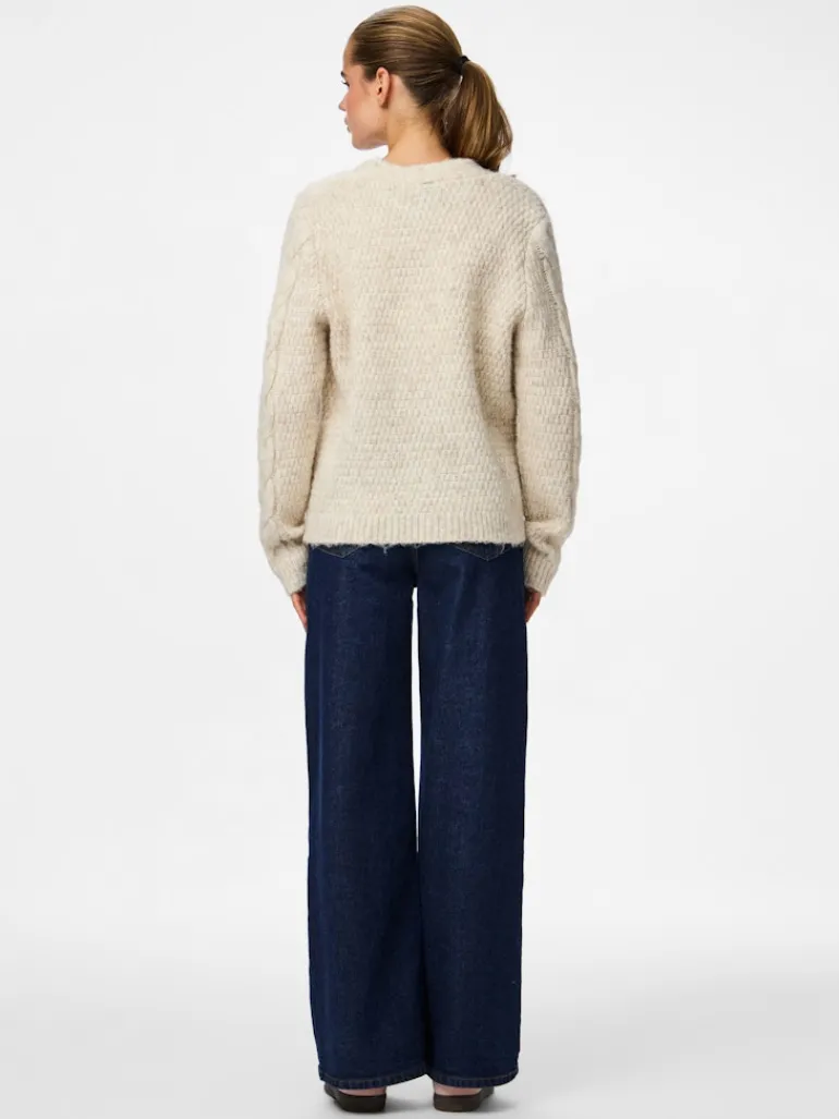 PCNINA LS V-NECK KNIT CARDIGAN NOOS BC birch