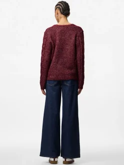 PCNINA LS V-NECK KNIT CARDIGAN NOOS BC tawny port