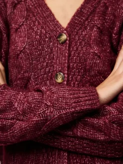 PCNINA LS V-NECK KNIT CARDIGAN NOOS BC tawny port