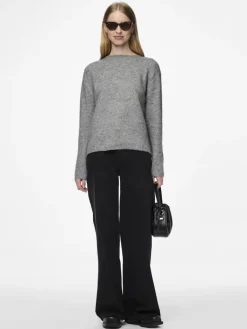 PCSILLY LS REV TIE KNIT NOOS BC medium grey melange