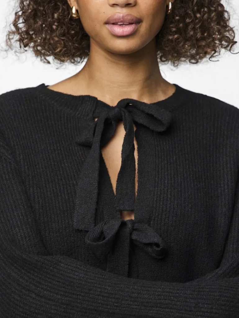PCSILLY LS REV TIE KNIT NOOS BC black
