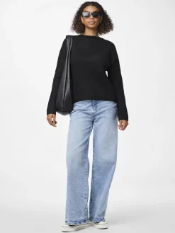 PCSILLY LS REV TIE KNIT NOOS BC black