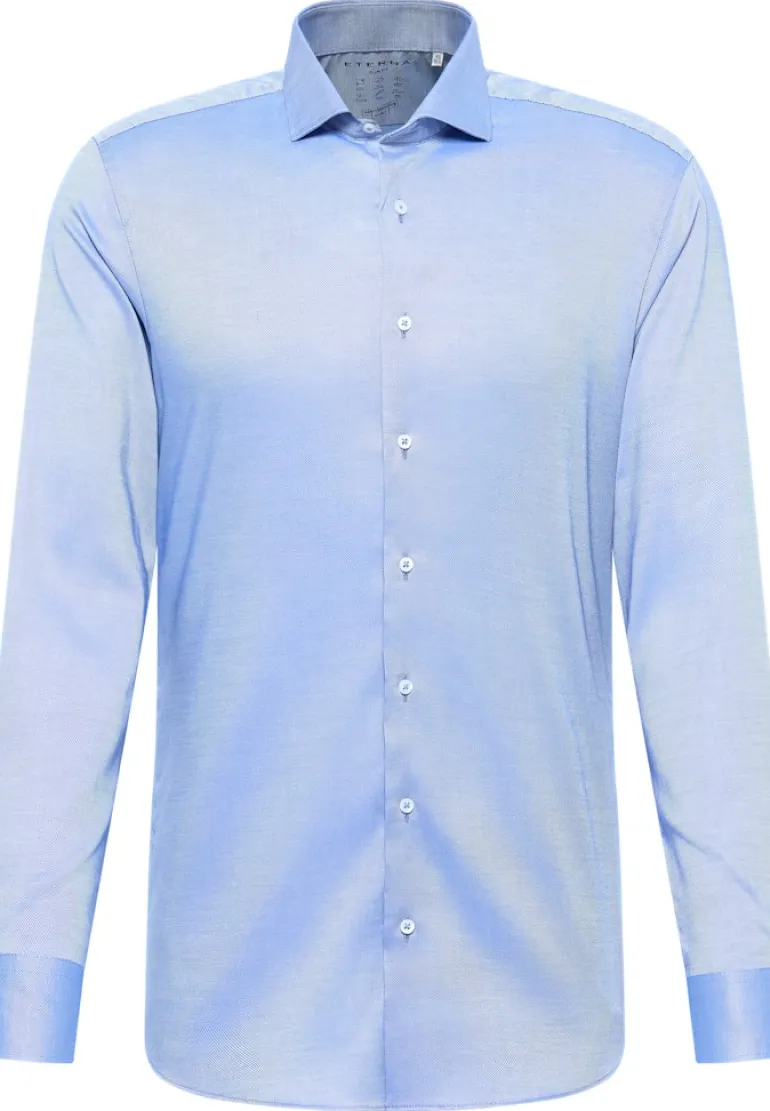 Performance Shirt Natté-Stretch Langarm mittelblau